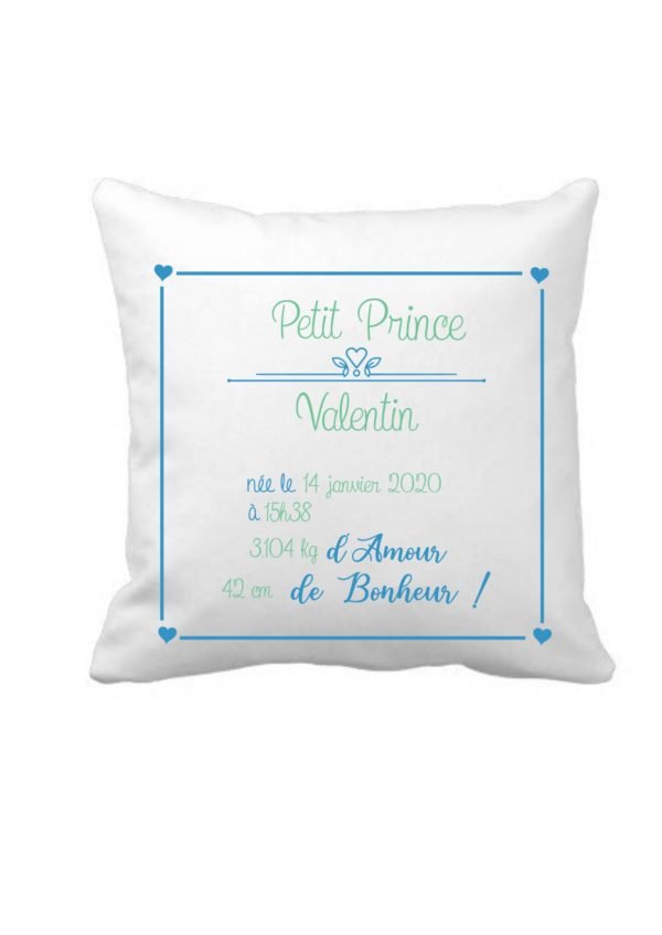 Coussin de Naissance Personnalisé Petit Prince