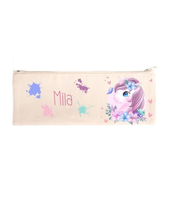 Trousse personnalisé licorne fleurs