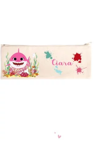 Trousse personnalisé requin rose