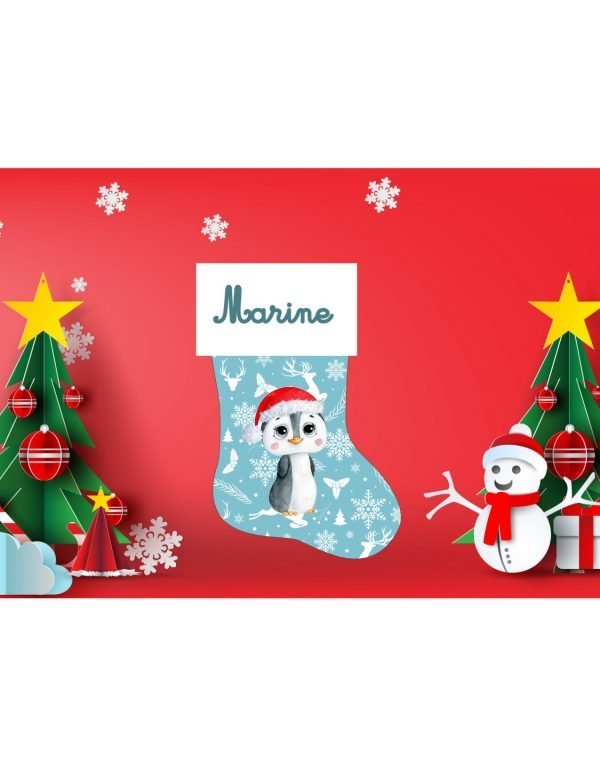 Botte de Noël personnalisé Pingouin