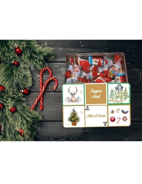 Boîte de chocolat Joyeux Noël personnalisé