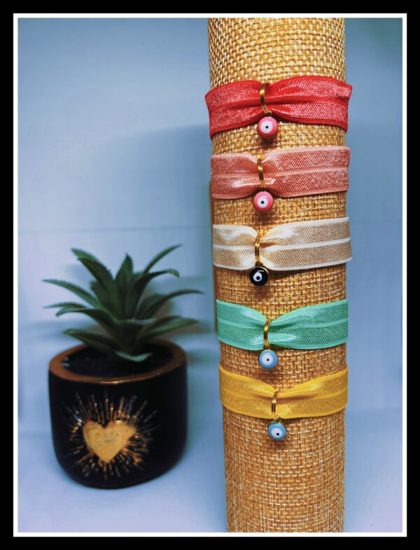 Bracelet de protection ruban élastique avec talisman oeil Mataki Mati